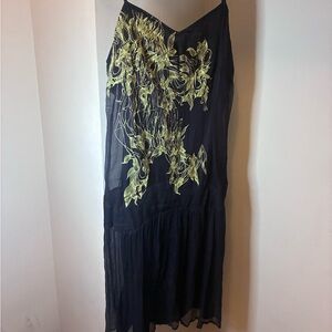 Diesel Gothic Black Dress with Green Embroidery